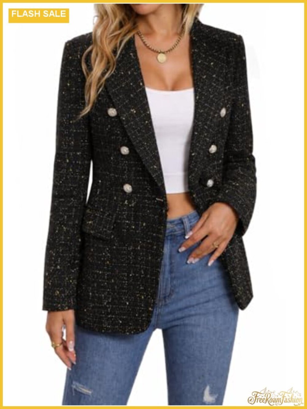 Tweed Plaid Blazer Business Casual Coat